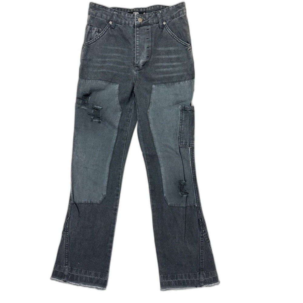 Jaded Size 28 Womens Carpenter Jeans Straight Black High Rise Distress Cotton